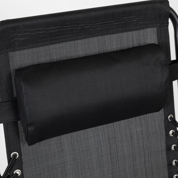 Black |#| 2 Pack Adjustable Mesh Zero Gravity Lounge Chair with Cup Holder Tray - Black