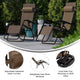 Brown |#| 2 Pack Adjustable Mesh Zero Gravity Lounge Chair with Cup Holder Tray - Brown