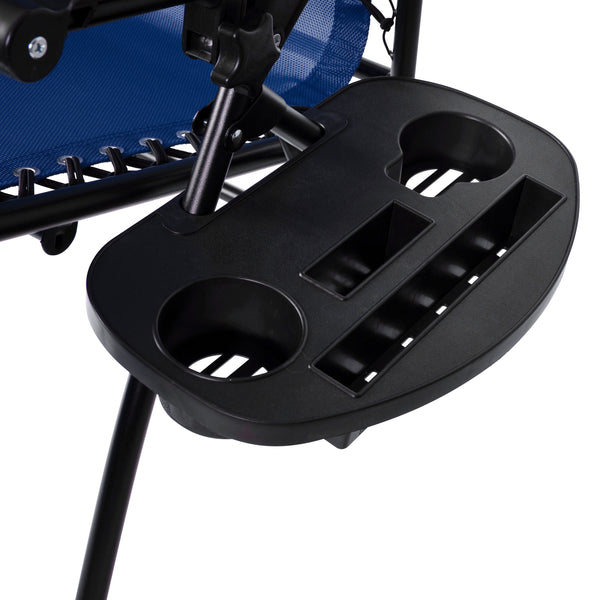 Navy |#| 2 Pack Adjustable Mesh Zero Gravity Lounge Chair with Cup Holder Tray - Navy