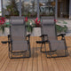 Gray |#| 2 Pack Adjustable Mesh Zero Gravity Lounge Chair with Cup Holder Tray - Gray
