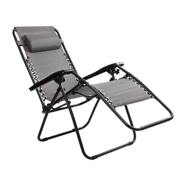 Gray |#| 2 Pack Adjustable Mesh Zero Gravity Lounge Chair with Cup Holder Tray - Gray