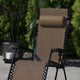 Brown |#| 2 Pack Adjustable Mesh Zero Gravity Lounge Chair with Cup Holder Tray - Brown