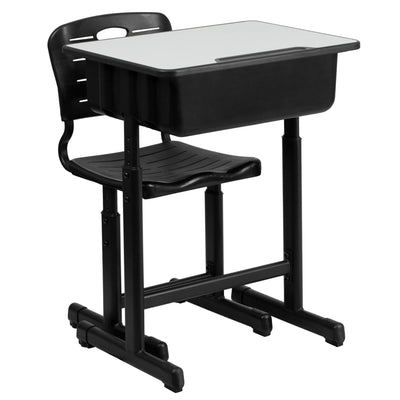 Adjustable Height Student Desk and Chair with Pedestal Frame