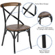 Black/Fruitwood |#| X-Back Black Metal Dining Restaurant Chair with Fruitwood Seat