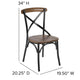 Black/Fruitwood |#| X-Back Black Metal Dining Restaurant Chair with Fruitwood Seat