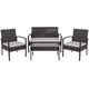 Gray Cushions/Black Frame |#| 4 Piece Black Patio Set with Steel Frame and Gray Cushions - Outdoor Seating