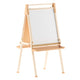 Commercial Wooden Standing Art Easel with Chalkboard & Dry Erase Board-Natural