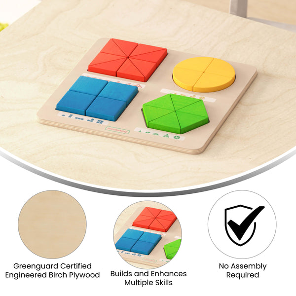 Commercial Grade Wooden Geometric Shape Building Learning Board - Natural