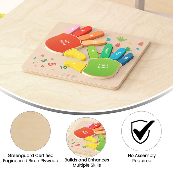 Commercial Grade Wooden Hand Counting STEM Learning Board - Natural/Multicolor