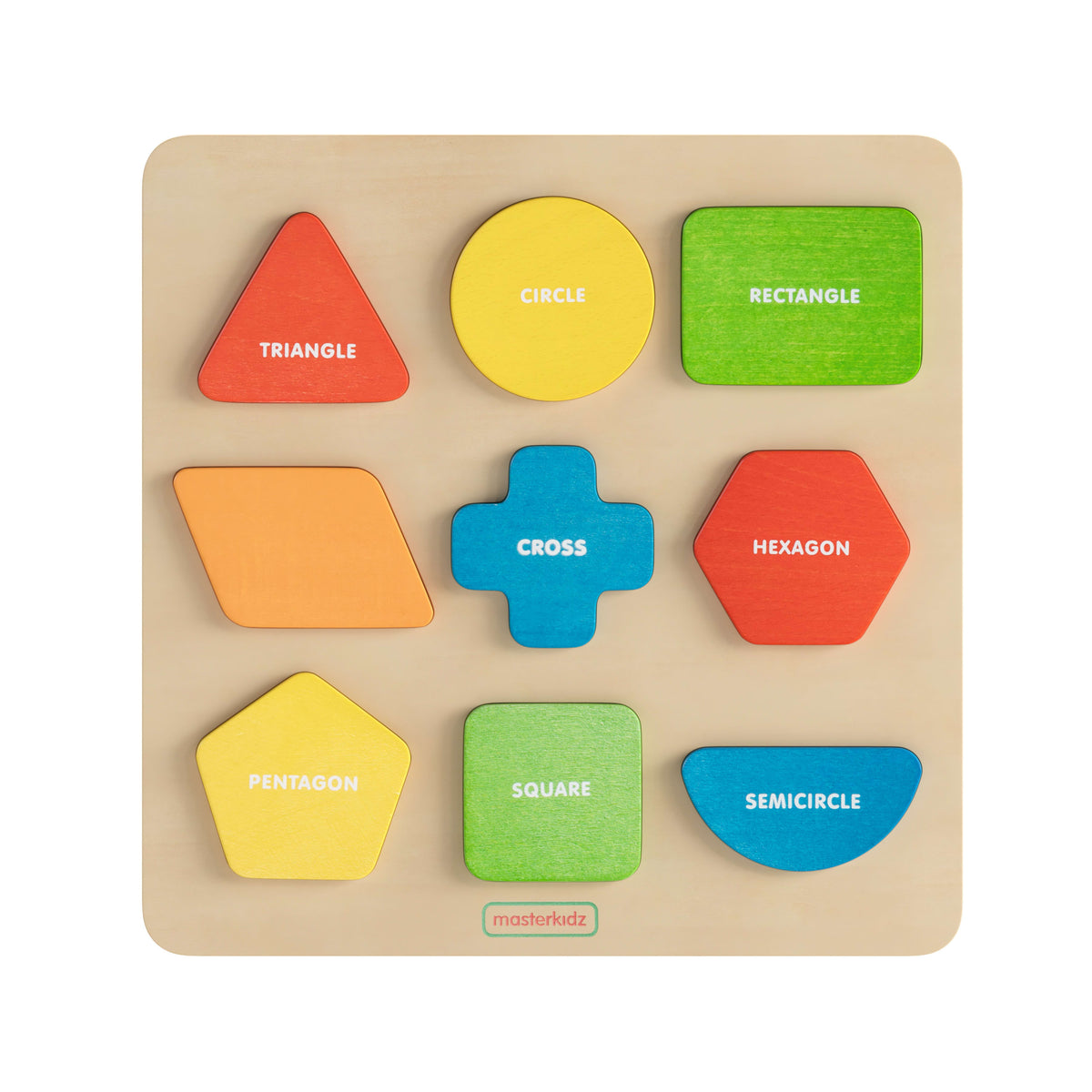 Commercial Grade Wooden Shapes and Colors Sorting Puzzle - Natural/Multicolor