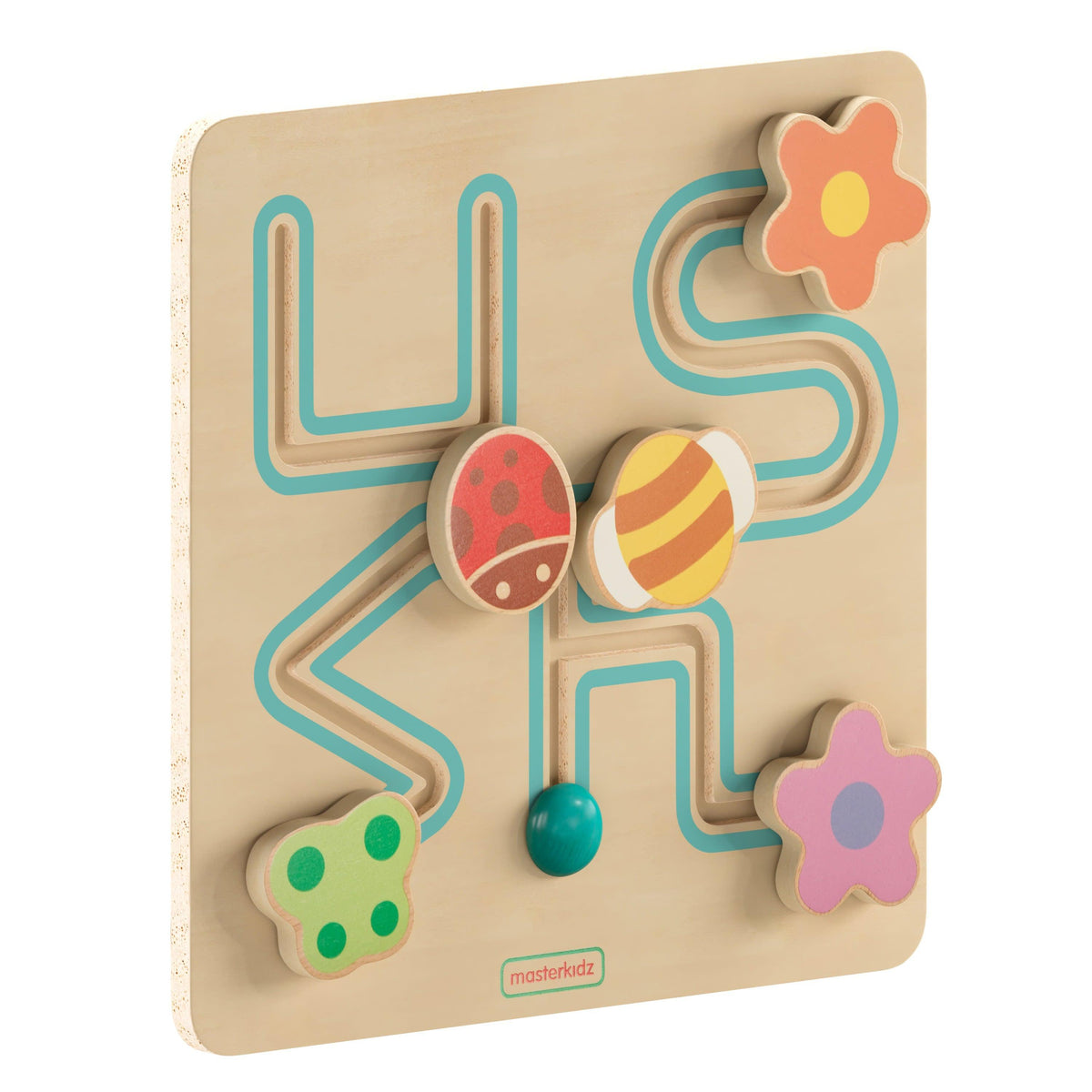 Commercial Grade Wooden STEM Insect Sliding Maze Puzzle Board-Natural/Multicolor