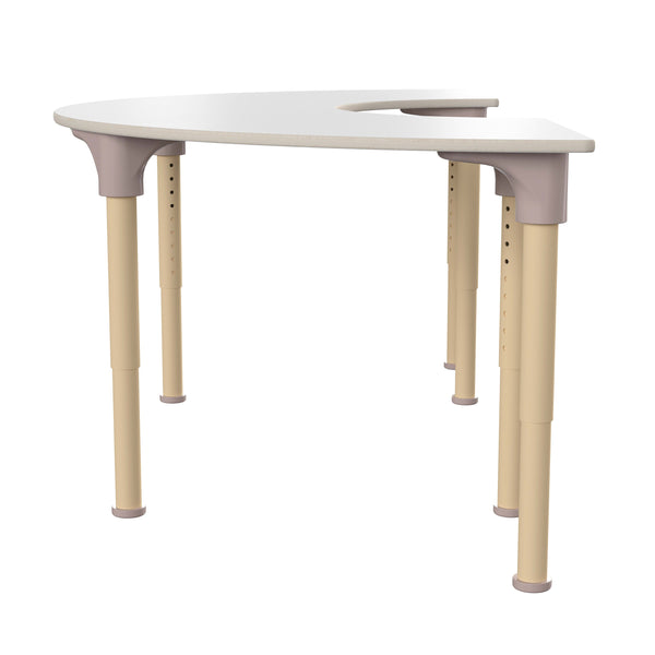 Commercial Grade Adjustable Height Half Circle Wood Activity Table - Beech/White