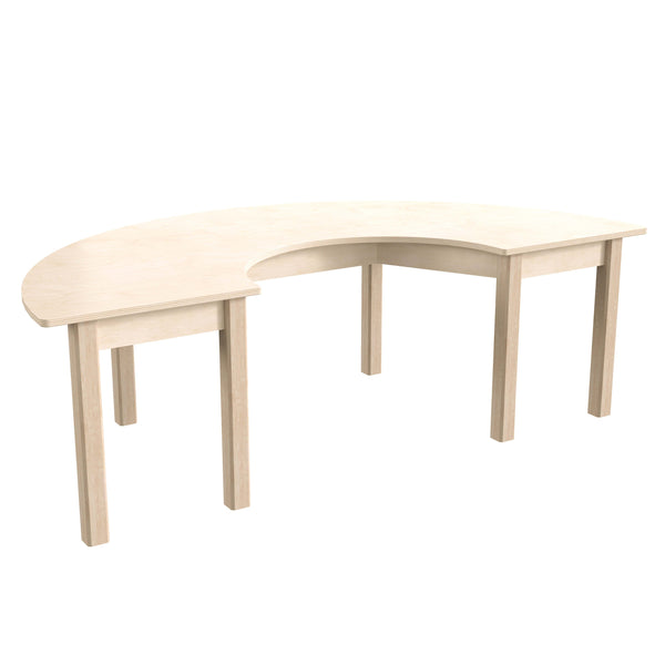 Commercial Grade Half Circle Wooden Classroom Activity Table - Beech