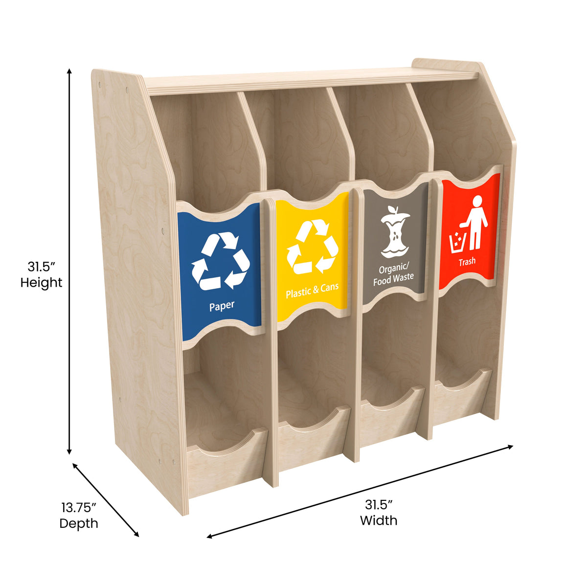 Wooden Commercial Grade Pretend Play Recycling Station for Kids