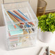 Clear Plastic Desktop Storage with 2 Half Moon Opening Pullout Drawers-2 Pack