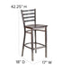 Walnut Wood Seat/Clear Coated Metal Frame |#| Clear Coated Ladder Back Metal Restaurant Barstool - Walnut Wood Seat