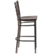 Walnut Wood Seat/Clear Coated Metal Frame |#| Clear Coated Ladder Back Metal Restaurant Barstool - Walnut Wood Seat