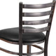 Black Vinyl Seat/Clear Coated Metal Frame |#| Clear Coated Ladder Back Metal Restaurant Barstool - Black Vinyl Seat