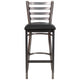 Black Vinyl Seat/Clear Coated Metal Frame |#| Clear Coated Ladder Back Metal Restaurant Barstool - Black Vinyl Seat