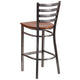 Cherry Wood Seat/Clear Coated Metal Frame |#| Clear Coated Ladder Back Metal Restaurant Barstool - Cherry Wood Seat