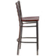 Mahogany Wood Seat/Clear Coated Metal Frame |#| Clear Coated Ladder Back Metal Restaurant Barstool - Mahogany Wood Seat