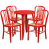 Commercial Grade 24" Round Metal Indoor-Outdoor Table Set with 4 Vertical Slat Back Chairs