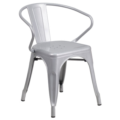 Commercial Grade Metal Indoor-Outdoor Chair with Arms - View 1