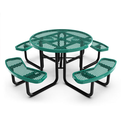 Creekside Outdoor Picnic Table with Commercial Grade Heavy Gauge Expanded Metal Mesh Top and Seats and Steel Frame