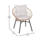 Light Gray Fabric/Tan Frame |#| Indoor/Outdoor Rattan Rope Bistro Set, Glass Top Table & Cushions-Tan/Light Gray