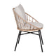 Light Gray Fabric/Tan Frame |#| Indoor/Outdoor Rattan Rope Bistro Set, Glass Top Table & Cushions-Tan/Light Gray