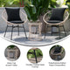 Black Cushions/Tan Frame |#| Indoor/Outdoor Rattan Rope Bistro Set, Glass Top Table & Cushions-Tan/Black
