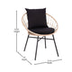 Black Cushions/Tan Frame |#| Indoor/Outdoor Rattan Rope Bistro Set, Glass Top Table & Cushions-Tan/Black