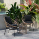 Black Cushions/Tan Frame |#| Indoor/Outdoor Rattan Rope Bistro Set, Glass Top Table & Cushions-Tan/Black