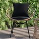 Black Cushions/Tan Frame |#| Indoor/Outdoor Rattan Rope Bistro Set, Glass Top Table & Cushions-Tan/Black