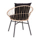 Black Cushions/Tan Frame |#| Indoor/Outdoor Rattan Rope Bistro Set, Glass Top Table & Cushions-Tan/Black