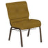 Embroidered 21''W Church Chair in Optik Fabric with Book Rack - Gold Vein Frame