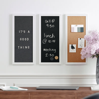Everette Cork Board, Chalk Board, Letter Board Set with Included Push Pins, Magnets, Liquid Chalk, Letters, Woodgrain Frame - View 2