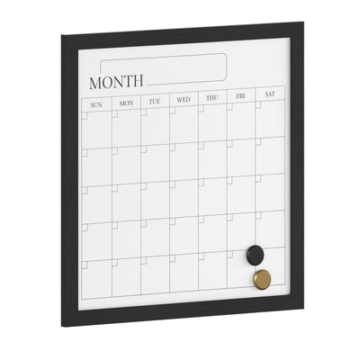 Everette Magnetic Monthly Calendar Dry Erase Board with Woodgrain Frame, Included Dry Erase Marker and 2 Magnets - View 1