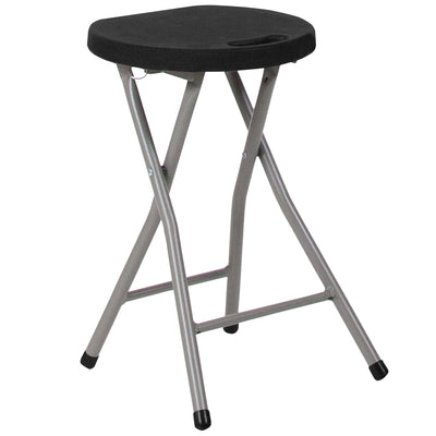 Foldable Stool with Plastic Seat and Powder Coated Frame