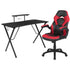 Gaming Desk and Racing Chair Set with Cup Holder, Headphone Hook, and Monitor/Smartphone Stand