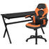 Gaming Desk and Racing Chair Set with Cup Holder, Headphone Hook and Removable Mouse Pad Top - 2 Wire Management Holes