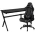 Gaming Desk and Reclining Gaming Chair Set with Cup Holder, Headphone Hook & Removable Mouse Pad Top - Wire Management
