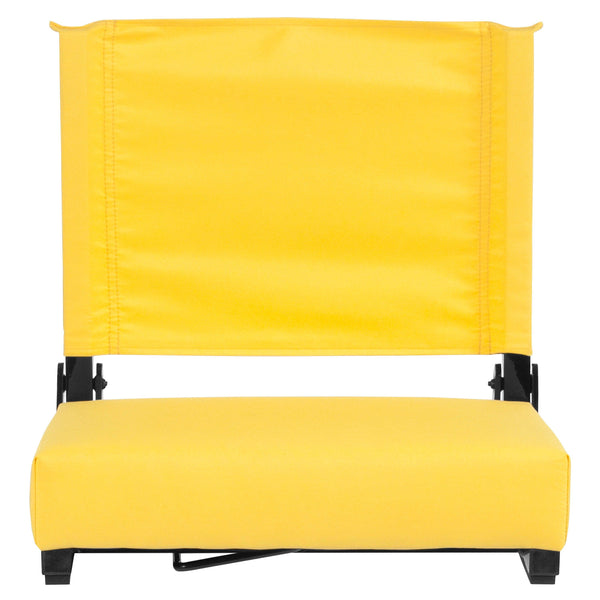Yellow |#| 500 lb. Rated Lightweight Stadium Chair-Handle-Padded Seat, Yellow
