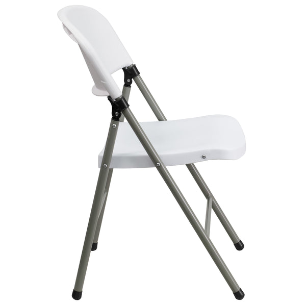 330 lb. Capacity White Plastic Folding Chair with Gray Frame - Event Chair