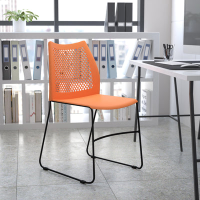 HERCULES Series 661 lb. Capacity Stack Chair with Air-Vent Back and Powder Coated Sled Base - View 2