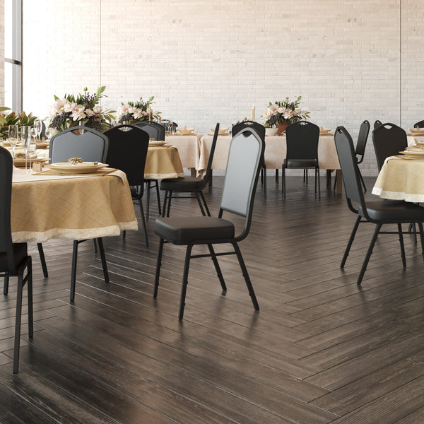 Blue Fabric/Silver Frame |#| Crown Back Stacking Banquet Chair in Blue Fabric - Silver Frame