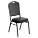 Black Vinyl/Gold Vein Frame |#| Crown Back Stacking Banquet Chair in Black Vinyl - Gold Vein Frame