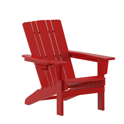Halifax Adirondack Chair with Cup Holder, Weather Resistant HDPE Adirondack Chair