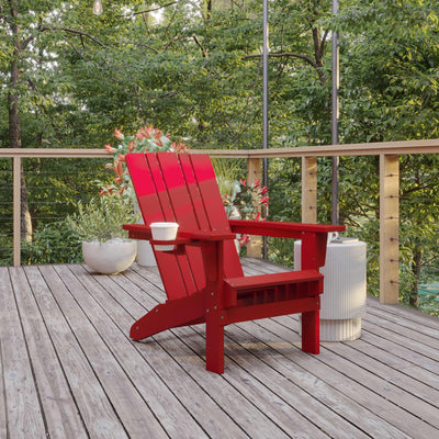 Halifax Adirondack Chair with Cup Holder, Weather Resistant HDPE Adirondack Chair