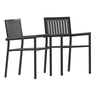 Harris Set of 2 Commercial Indoor/Outdoor Stacking Club Chairs with Poly Resin Slatted Backs and Seats - View 1